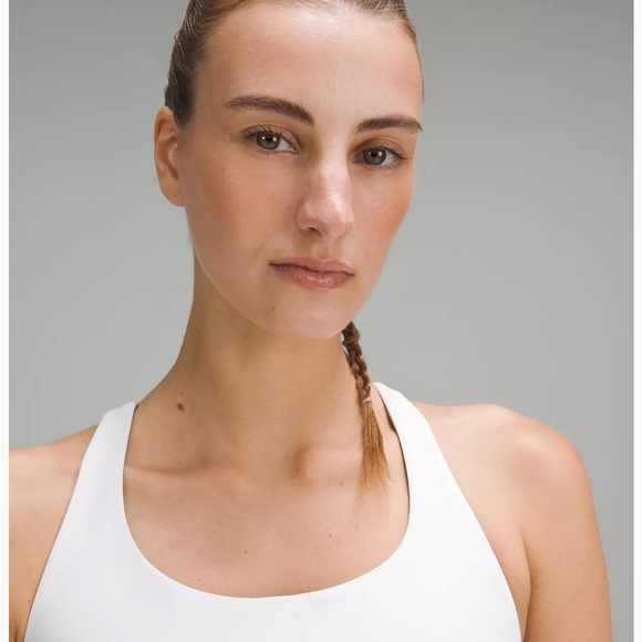 Size 8 White Lululemon Energy Longline Bra Medium Support - Picture 3 of 6